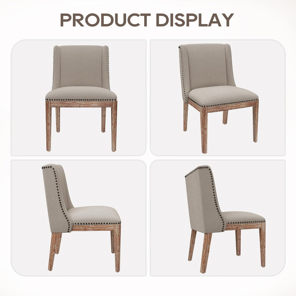 MALOL Dining Chair Set of 4, Upholstered Fabric Kitchen Side Chairs with Solid Wood Legs, Comfortable Seating for Kitchen, Dining Room & Restaurant, Camel