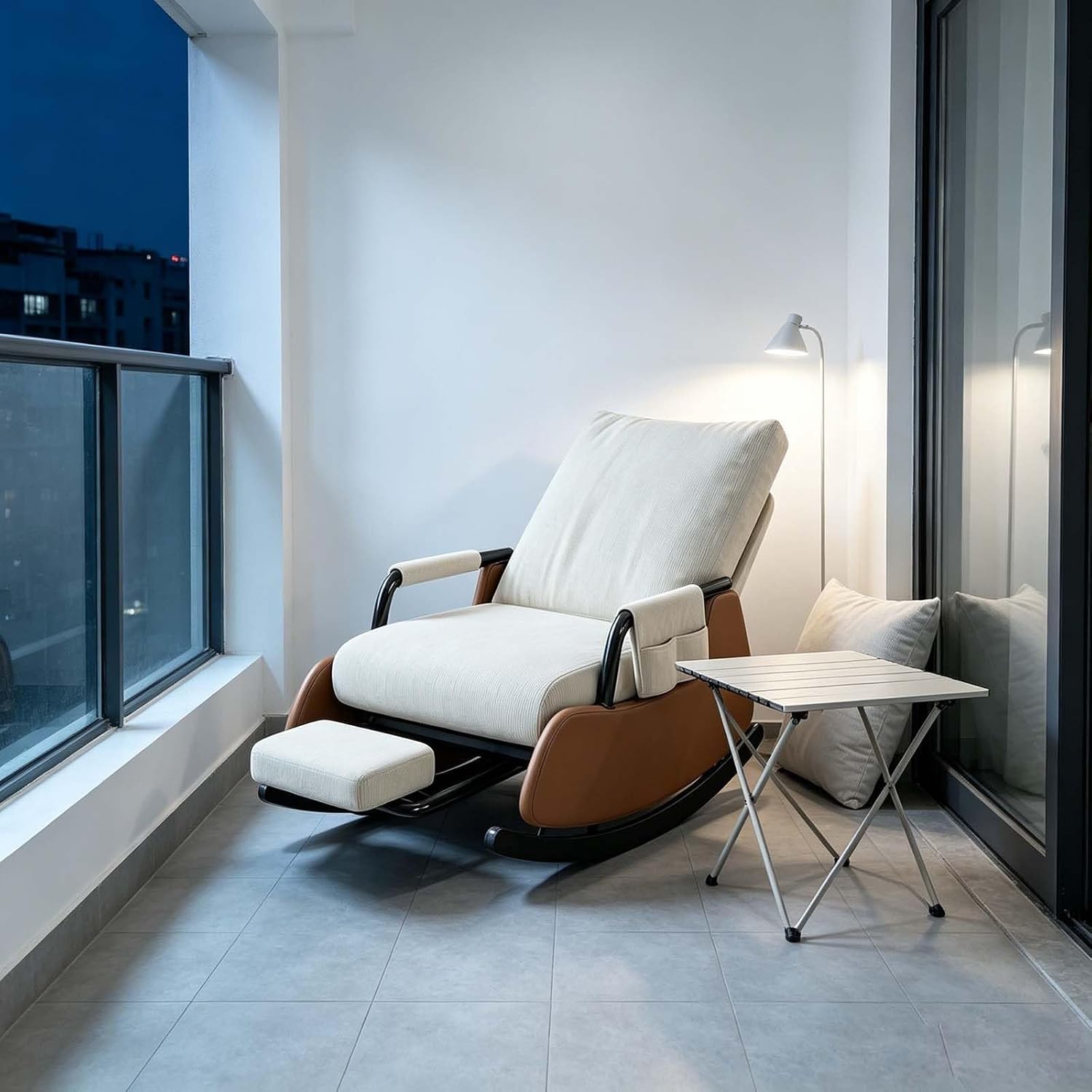 Foldable Indoor Rocking Chair with Detachable Footrest | Adjustable Recliner Rocker Chair