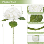 3 Pcs White Artificial Hydrangea Large Flowers 20" Real Touch Faux Hydrangea Flowers Latex Fake Flowers for Wedding Party Home Decor