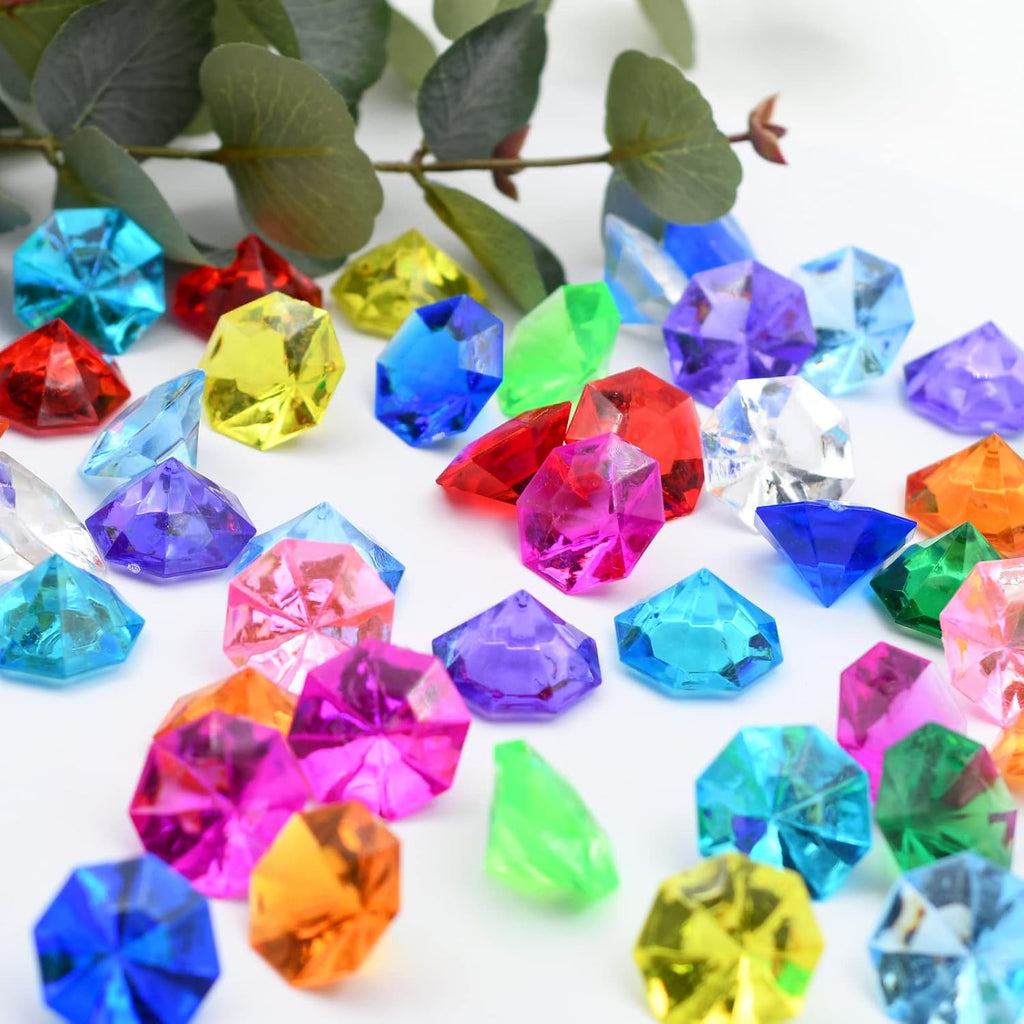 60pcs Acrylic Diamond Gems Pirate Plastic Gems Large Acrylic Gems Jewels Bulk Treasure Chest Hunt Party Favors 25 Carat (Multicolor)