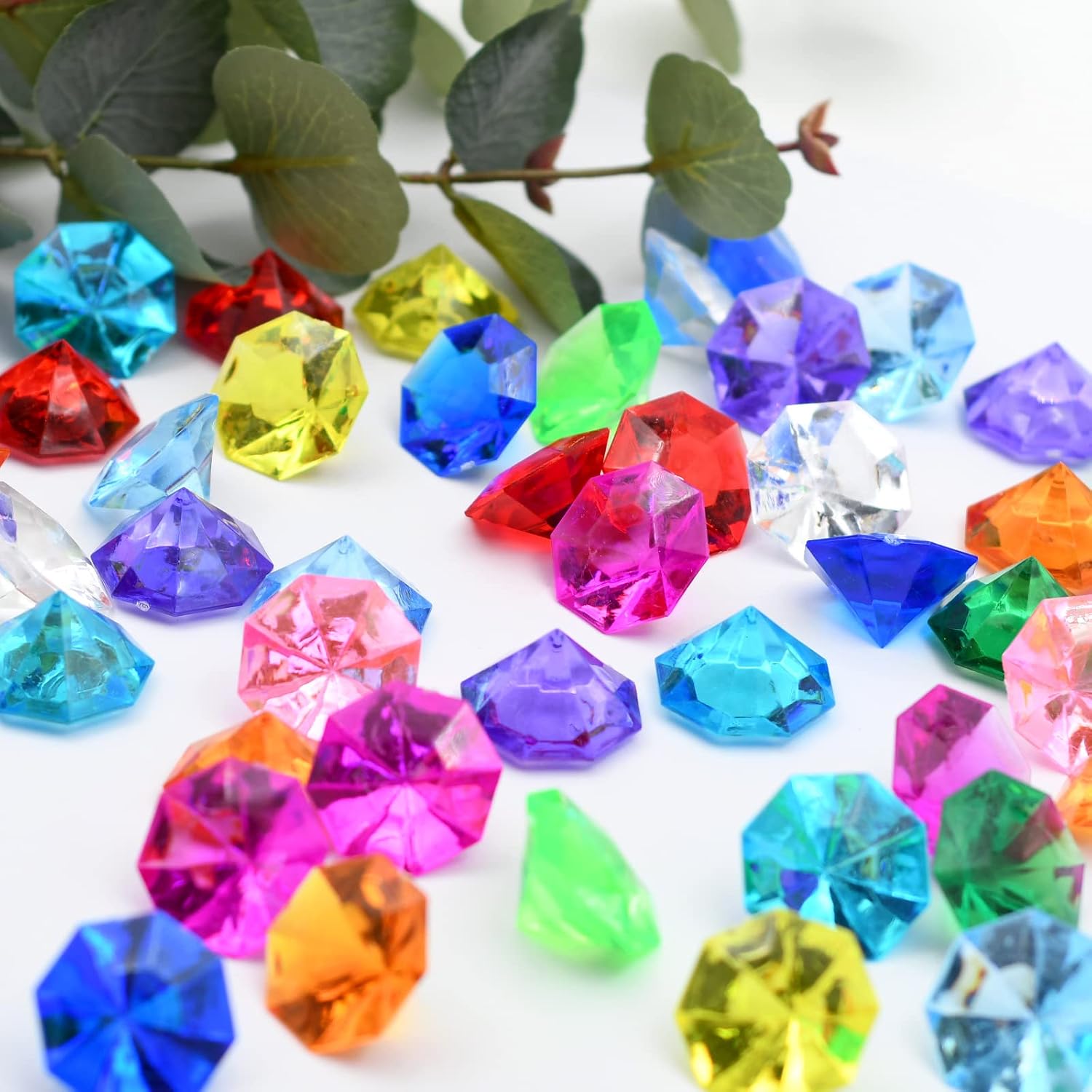 60pcs Acrylic Diamond Gems Pirate Plastic Gems Large Acrylic Gems Jewels Bulk Treasure Chest Hunt Party Favors 25 Carat (Multicolor)