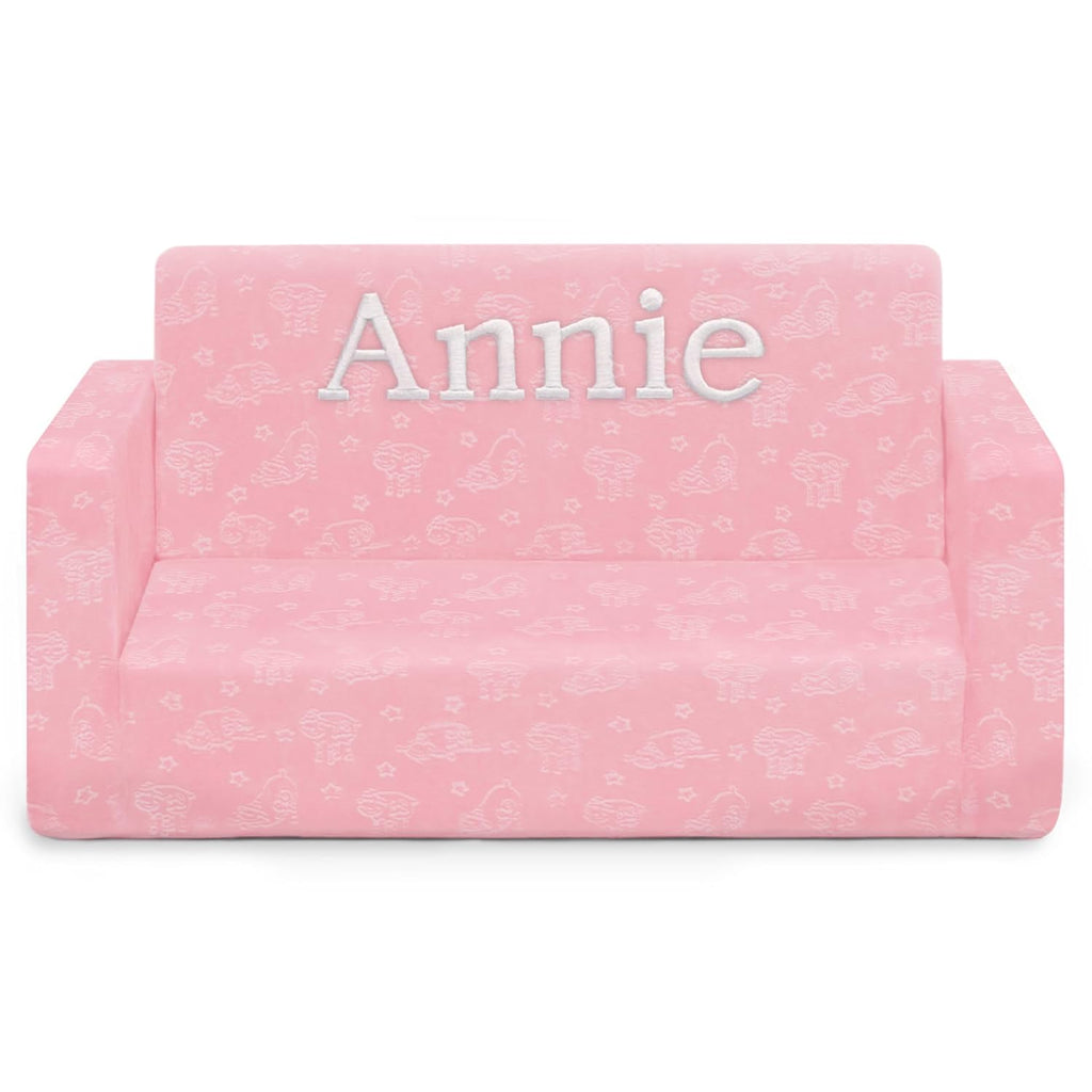 Serta Perfect Sleeper Personalized Extra Wide Convertible Sofa to Lounger, Comfy 2-in-1 Flip Open Couch/Sleeper for Kids, Pink