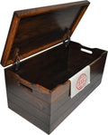 Amish Made Wooden Storage Chest Trunk Box with Lid and Handles for Bedroom, Blanket, Clothes, Anti-Slam Hinges, Handmade, Rustic, Oak Wood, Asbury Stain, 36"
