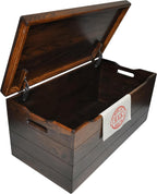Amish Made Wooden Storage Chest Trunk Box with Lid and Handles for Bedroom, Blanket, Clothes, Anti-Slam Hinges, Handmade, Rustic, Oak Wood, Asbury Stain, 36"