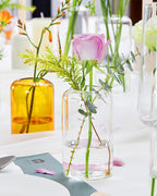 ZENS Bud Vases in Bulk Set of 16, Modern Small Glass Vases for Flower Clear Bud Vases for Wedding Centerpiece, Modern Blown Small Vase for Flowers, Wedding Party Events Decorative Home Decor