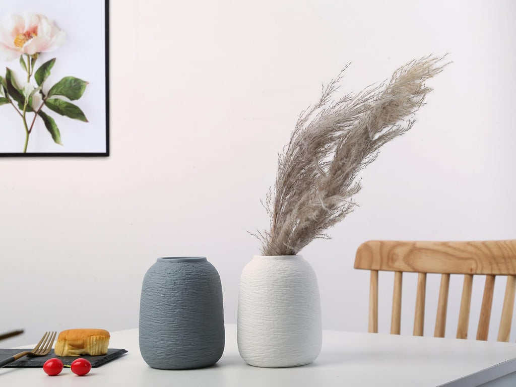 Ceramic Vases, White Vases, Minimalist Vases, Home Decor Vases, Fits Everywhere, Also Gifts for Christmas, Independence Day and Other Holidays, 5.9 Inch. (White)