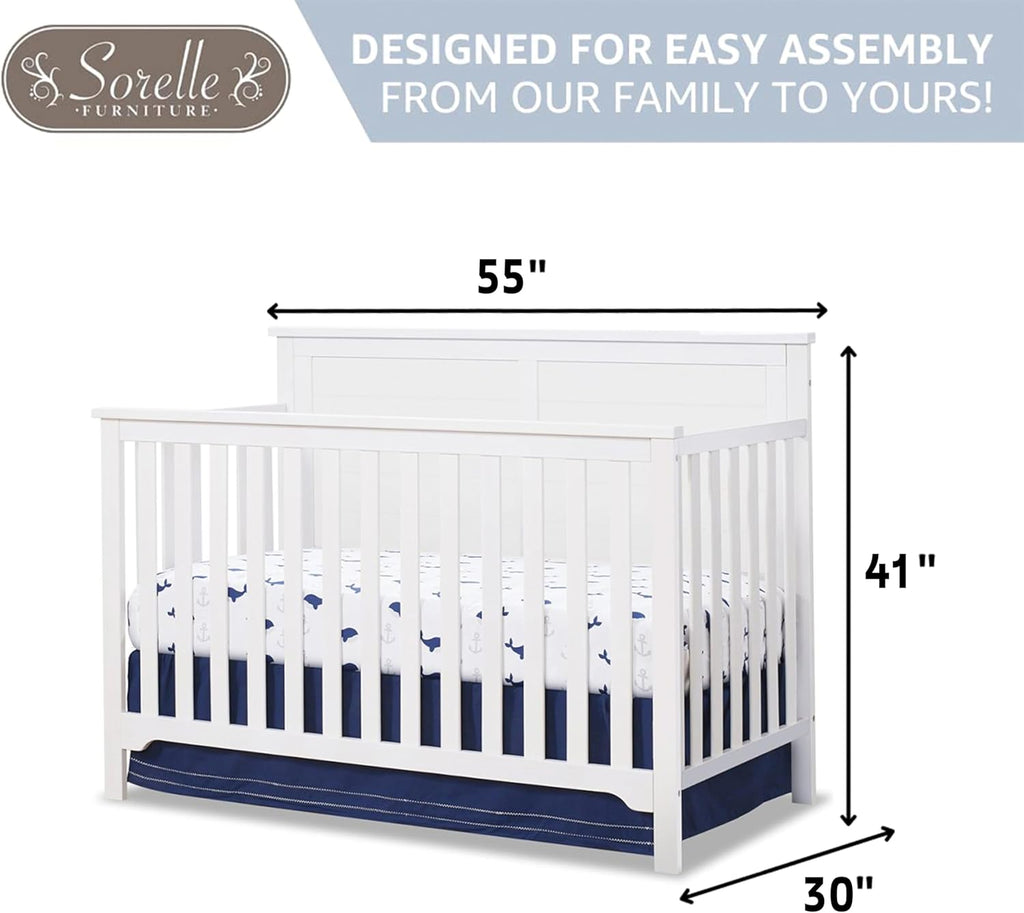 SORELLE FURNITURE Baby Bundle 4-Piece Nursery Set with 4-in-1 Convertible Crib, 4-Drawer Dresser, Changing Table and Toddler Rail, Furniture Made of Wood, Finish, Nursery Furniture Set -White