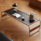 Small Round Table Mid-Century Modern Wood & Metal Coffee Table Black Top Open Frame Living Room Side Table
