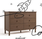 Storkcraft Rio 6 Drawer Dresser, Hazelnut | GREENGUARD Gold Certified, Wood Dresser for Kids Bedroom, Kids & Nursery Storage Chest, Safety Interlocking Drawers, Nursery
