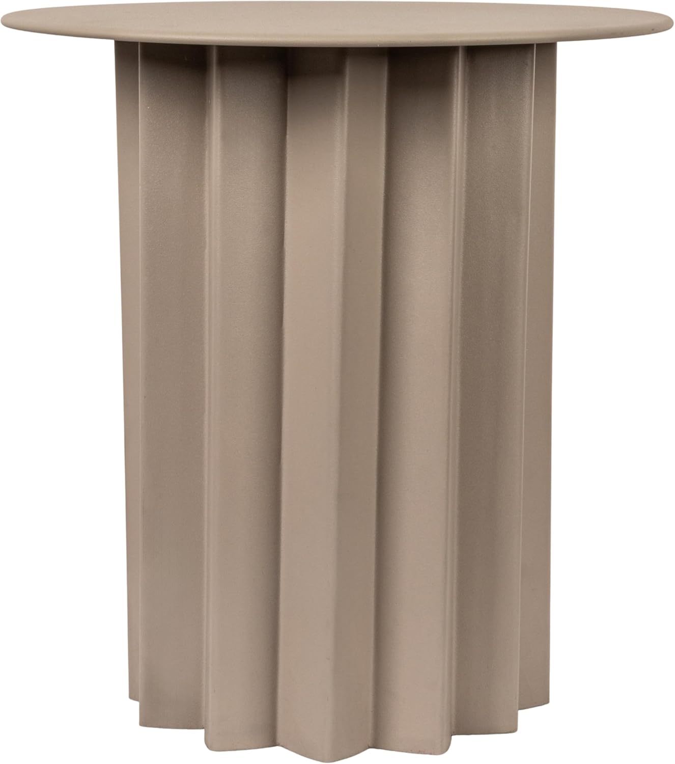 Creative Co-Op Pleated Metal Side Table, Beige