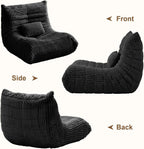 Bean Bag Chair with Lumbar Pillow, Gaint Bean Bag Chairs for Adults, Oversized Corduroy Beanbag Chair with Memory Foam Filled, Lazy Floor Sofa for Reading Gaming Living Room Bedroom (Grey)