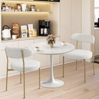 SoarFlash Kitchen Table and Chairs for 2, 24" Dining Table Set for 2 with Boucle Upholstered Chairs, 3 Piece Round Kitchen Table Set, Dining Room Table Set for Small Space, Apartment
