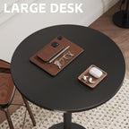 Flamaker Round Bistro Pub Table Modern Style Metal Base MDF Top Cocktail Bar Table Counter Bar Height for Pub, Dining Room, Party (2, Full Black)