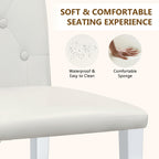 Modern Dining Chairs Set of 4, Button Tufted Upholstered Parsons Chairs with Silver Metal Legs, White PU Leather Kitchen Chair for Dining Room, Kitchen, Restaurant