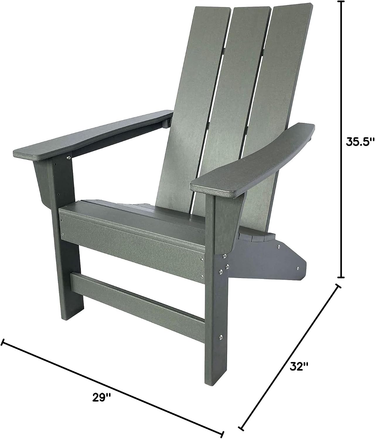 Shine Company Coastal Modern All-Weather Adirondack Chair, Gray