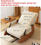 Rocking Chair Nursery Upholstered Leisure Recliner Chairs Back Adjustable,Living Room Accent Chair for Relax Napping Lazy Sofa Chairs(Beige+Black,Without)
