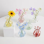 Ruffled Ribbon Hand-Blown Glass Vase Set Small Clear Flower Vases for Centerpieces, Weddings, and Home Decor, Thickened Base for Stability