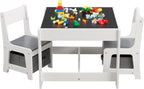 GTOLV Kids Table and Chair Set, 3 in 1 Wooden Activity Table with Storage Drawer for Toddlers Drawing, Reading, Crafts, 2 in 1 Detachable Tabletop Table Set for Nursery, Playroom (Gray)
