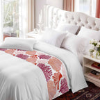 Red Orange Coastal Bed Runner Twin Size, Summer Coral Beach Nautical Bed Scarf Protector Slipcover for Bedroom Wedding Room Hotel, Bedding Runner Throws for Foot of Beds 71"x20"