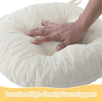 idee-home Round Chair Cushions Set of 2, Round Stool Seat Cushion 16 inch, Circle Chair Pads Corduroy with Ties Indoor Barstool Pads for Kitchen, Beige