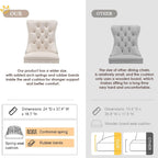 Velvet Dining Chairs Set of 4, Upholstered Dining Room Chairs with Ring Pull Trim and Button Back, Luxury Tufted Dining Chair for Living Room, Bedroom, Kitchen (Beige)