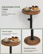 CHOEZON Small Side Table and Height Adjustable Drink Table Bundle, for Small Space, Sofa, Living Room, Bedroom, TBZ24BF-TBZ31BF