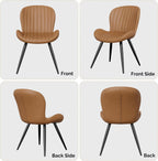 Nalupatio Dining Chairs Set of 2, Modern Dining Room Chairs Comfy Backrest Thick Upholstered Kitchen Chairs 19IN Height with Metal Legs Brown