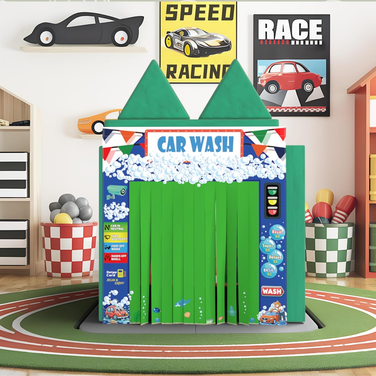 Play Panel for Kids Play Couch Foam Sofa Childrens Home Play Modular Couch (Sofa not Included) - Car Wash - Set of 2 (Entrance & Exit)