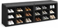 Shoe Storage Bench with Padded Seat, 18-Cubby Shoe Organizer for Entryway, 59.1" Long 700 lb Capacity, for Living Room, Bedroom, Hallway (Blackboard with Dark Gray, Linen, Sponge)