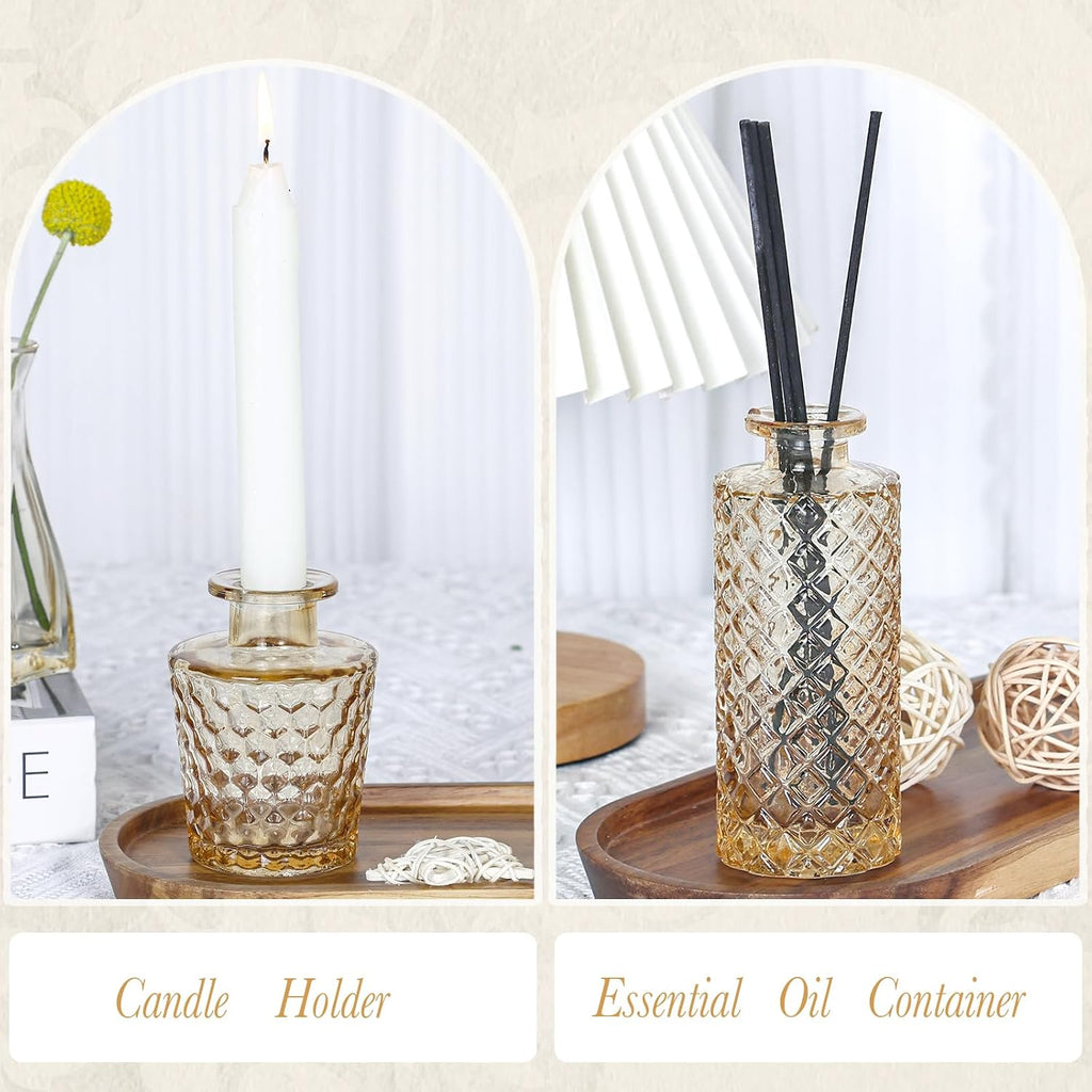 UPBUD Amber Glass Bud Vases Set of 12, Gold Mini Flower Vase for Centerpieces, Small Vases in Bulk for Wedding Decorations, Vintage Vase for Table, Recepetion, Home Décor