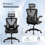 Mesh Office Chair with Adjustable Lumbar Support, Ergonomic High Back Desk Chair with Headrest, Swivel Rolling Computer Chair for Home Office (Black)