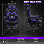 Vonesse Gaming Chair, High Back Gaming Chair with Footrest and Massage, Gaming Chairs for Adults with Pocket Spring Cushion, Big and Tall Reclining Computer Chair with Lumbar Support (Purple/Black)