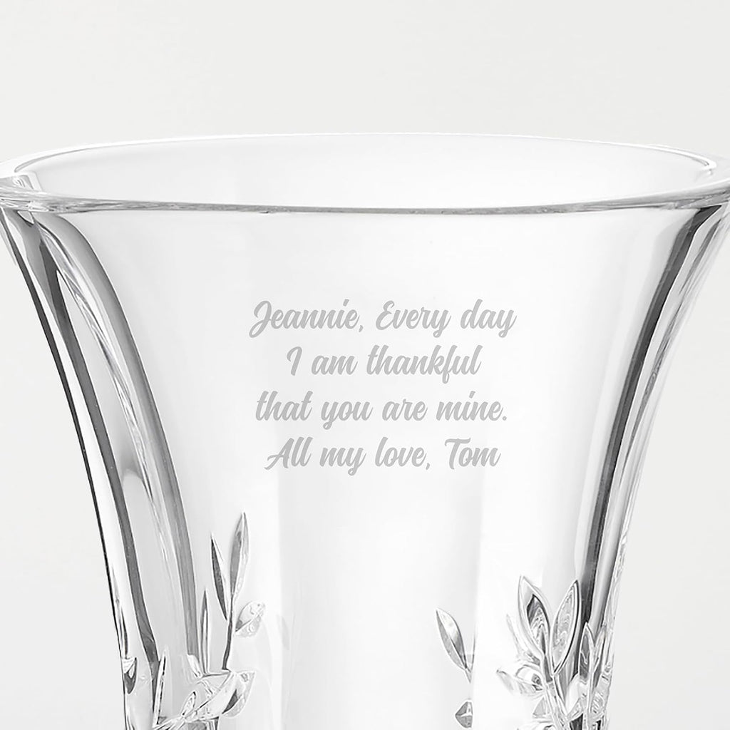 Things Remembered Vera Wang Engraved Crystal Leaf Vase