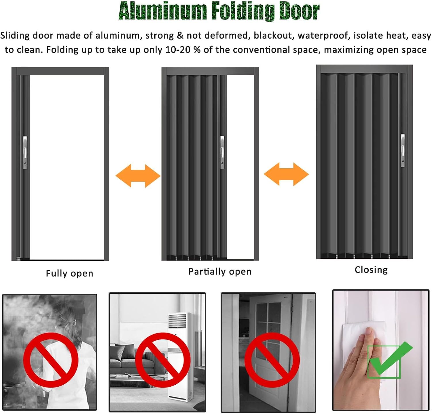 Collapsible Room Divider Gate for Doorways HAIXHX Aluminum Customizable 80in High with 2 Keys Kitchen Bathroom Living Room Office(60x80in 152x203cm)
