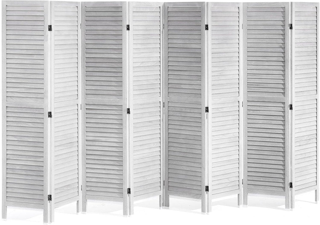 VEVOR Wood Room Divider, 8 Panel Wood Folding Privacy Screen, 66.9 Inches Tall Indoor Louvered Wooden Partition, Portable Decoration Screen, for Room Separation, Home, Office, Restaurant & Bedroom