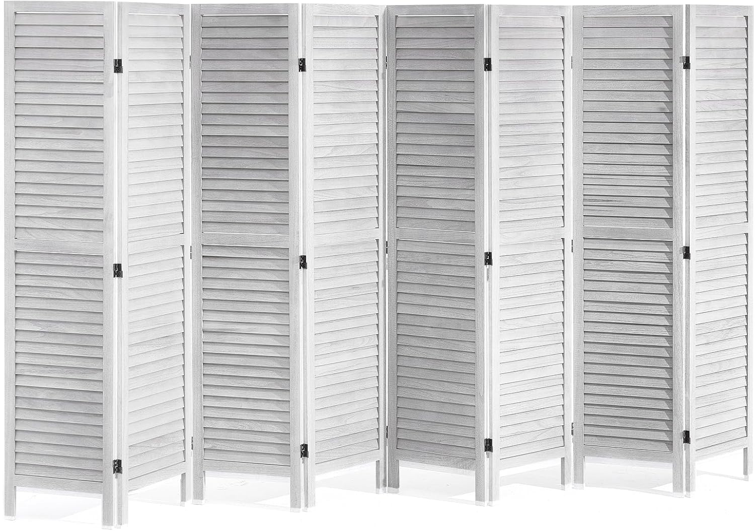 VEVOR Wood Room Divider, 8 Panel Wood Folding Privacy Screen, 66.9 Inches Tall Indoor Louvered Wooden Partition, Portable Decoration Screen, for Room Separation, Home, Office, Restaurant & Bedroom