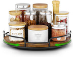 WOWBOX 9" Lazy Susan Organizer for Table Top Rotating Spice Rack Organizations Wood Lazy Susan Turntable Organizer for Cabinet Kitchen Pantry Countertop Bathroom Vanity
