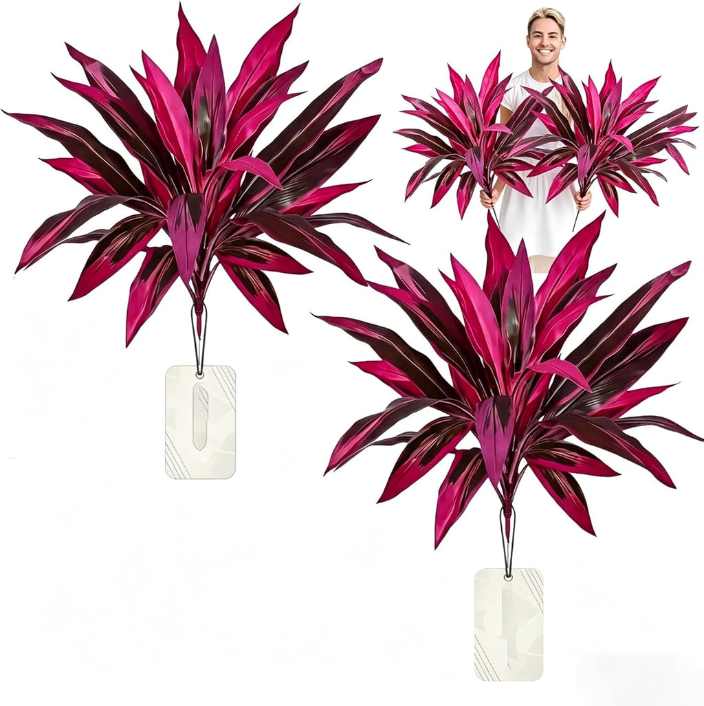 Artificial Dragons Blood Plant, 2Pcs Large Realistic Artificial Boston Fern & Dragon's Blood Tree Plants,UV Resistant No Maintenance Fake Greenery for Garden Patio Wedding Balcony Decor
