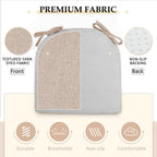 Wellsin Chair Cushions for Dining Chairs 6 Pack - Kitchen Chair Cushions with Ties and Non-Slip Backing - Dining Chair Pads 16"X16"X2", Oatmeal Beige