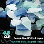 Patelai 48 oz Cobalt Blue Sea Glass Bulk Tumbled Crushed Vase Filler Frosted Seaglass Pieces for Beach Wedding Party Decor Home Decor Aquarium Ornament DIY Craft Supplies(48 oz)