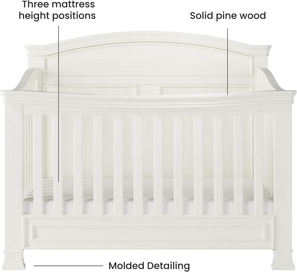 Child Craft Westgate Crib, Double Dresser, Chest, and Nightstand Nursery Set, 4-Piece, Includes 4-in-1 Convertible Crib, Dresser, Chest, and Nightstand (Vintage Linen)