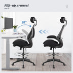 400lbs Ergonomic Drafting Tall Office Chair for Adjustable Standing Desk with Flip-Up Arms, Headrest (with Footring, Black)