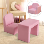 2 in 1 Multifunctional Sofa Convertible Table and Chair Set for 3 Years Old Boys Girls, Pink