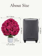Faux Geraniums for Outdoor Planters: 26” Faux Flower Topiary Ball with Pot Set of 2 for Patio Porch - Hot Pink UV Resistant Silk Geraniums for Outdoors Front Door