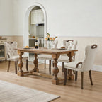 SoarFlash Velvet Dining Chair Set of 4, Solid Wood Handles, Upholstered Tufted Dining Room Chair with Nailhead Trim for Dining Room, Living Room, Office (Beige)
