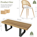 STHOUYN 71"-87" Farmhouse Wood Extendable Dining Room Table Set with 6 Upholstered Chairs, Rectangular Expandable Retractable Kitchen Table and Chairs Set of 6 (71"-87" Brown Table + 6 White Chairs)
