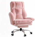 Big & Tall Office Chair, Wide Seat for Cross Legged Sitting & Pets, Teddy Fleece Reclining Chair w/Foot Rest, 400lbs Gaming Vanity Chair, 4 Colors