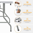 Fenbeli Upgraded 18% Thickened Folding Table 6ft Made of HDPE Plastic, Heavy Duty (25lb), Stable Thicker Legs, Dining Indoor Outdoor for Camping, Picnic and Party (Pearl White, 6FT)