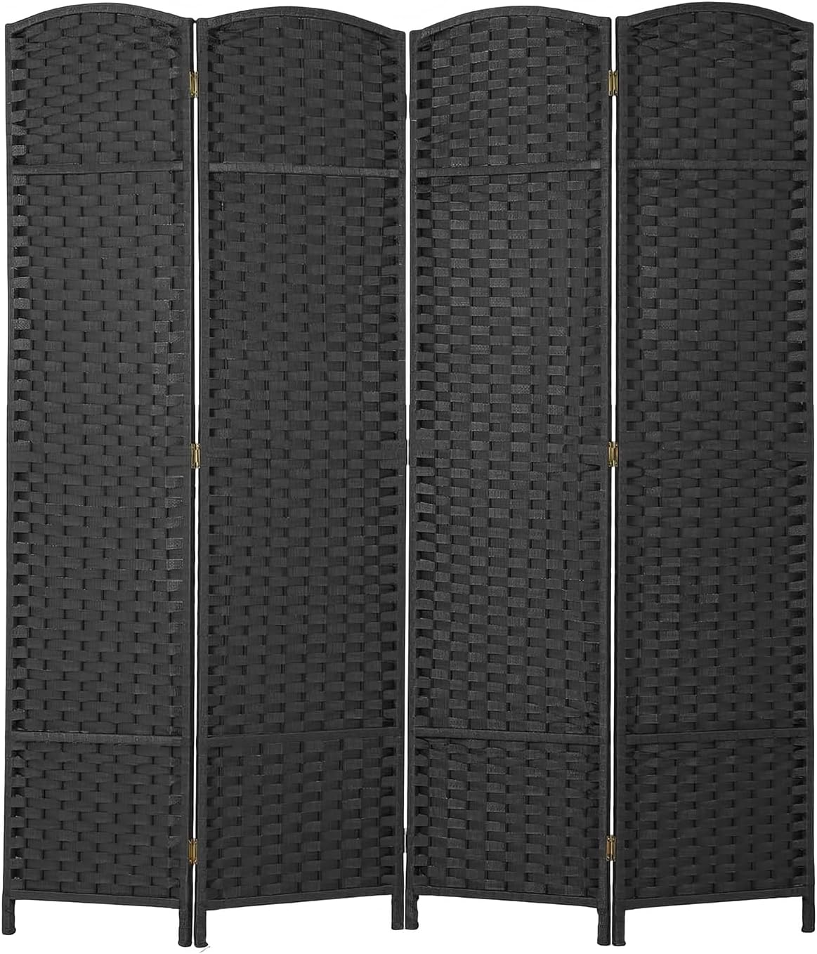 FDW Room Divider 4 Panel Screen 5.6 Ft Tall Partition Privacy Screens Folding Room Separation Free Standing Waterproof Wood Frame Wall Divider, Coal Black