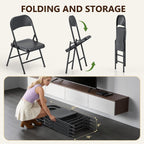 Folding Chairs 4 Pack, Heavy Duty Metal Foldable Chairs, Indoor Outdoor Portable Chair, Event Chair for Wedding Party Banquet Church Kitchen, Load Capacity 360 Lbs, All-Iron Material (Black)